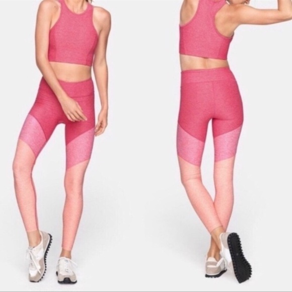 Outdoor Voices Pants - Outdoor Voices Pink Tri-Color Springs Compression Leggings Small 7/8 length